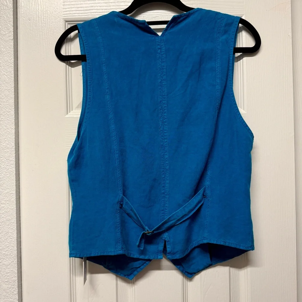 Young Fabulous & Broke| NWT Women’s Size large Linen Blend Cerulean Blue Vest - Picture 2 of 8